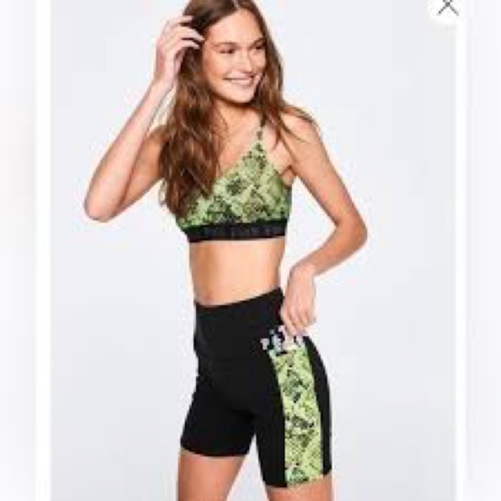 PINK Victoria's Secret Ultimate Sport Green and Black Snakeskin Sports Bra - Picture 5 of 5